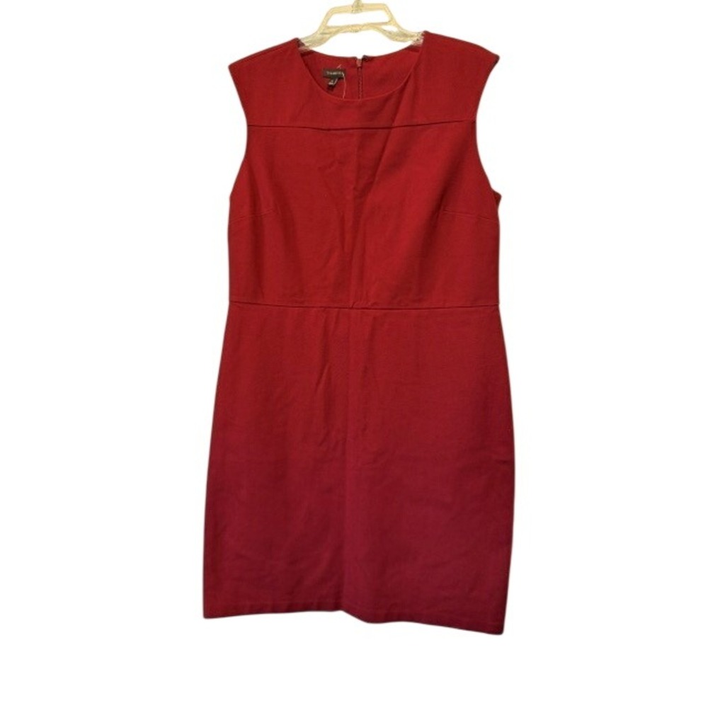 Talbots Red Ponte Knit Sheath Dress Womens Sleeveless Career Cocktail Stretch 14